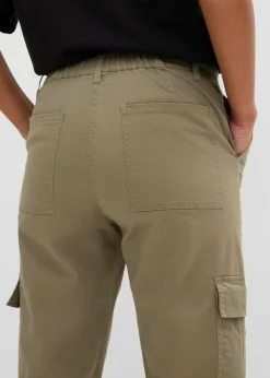bonprix bonprix Pantalón de algodón elástico con estilo cargo Verde oliva New