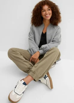 bonprix bonprix Pantalón de algodón elástico con estilo cargo Verde oliva New