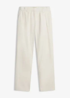 bonprix bonprix Pantalón de algodón puro Blanco lana Online