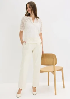 bonprix bonprix Pantalón de algodón puro Blanco lana Online