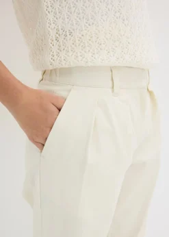 bonprix bonprix Pantalón de algodón puro Blanco lana Online