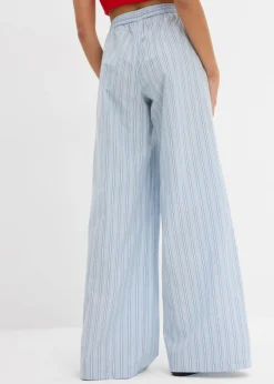 bonprix bonprix Pantalón de algodón puro Azul-blanco con rayas