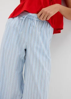 bonprix bonprix Pantalón de algodón puro Azul-blanco con rayas