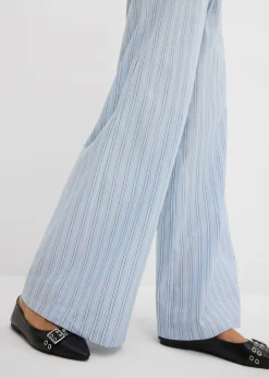 bonprix bonprix Pantalón de algodón puro Azul-blanco con rayas