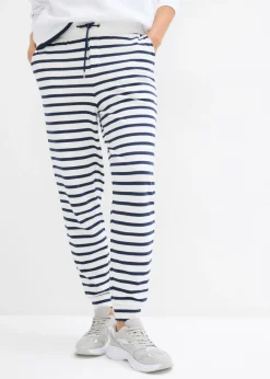bonprix bonprix Pantalón de chándal Blanco lana-azul marino con rayas Best