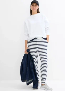 bonprix bonprix Pantalón de chándal Blanco lana-azul marino con rayas Best
