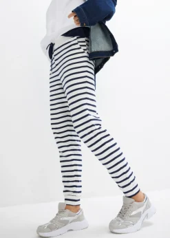 bonprix bonprix Pantalón de chándal Blanco lana-azul marino con rayas Best