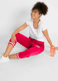 bonprix bonprix Pantalón de chándal 3/4 de mezcla de algodón Rojo Outlet