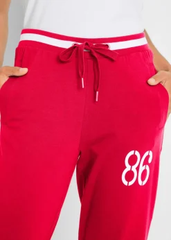 bonprix bonprix Pantalón de chándal 3/4 de mezcla de algodón Rojo Outlet
