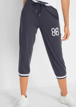 bonprix bonprix Pantalón de chándal 3/4 de mezcla de algodón Azul oscuro estampado New