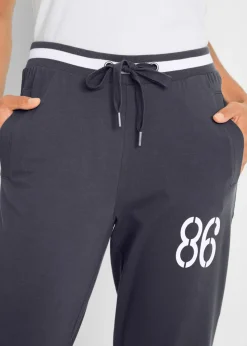 bonprix bonprix Pantalón de chándal 3/4 de mezcla de algodón Azul oscuro estampado New