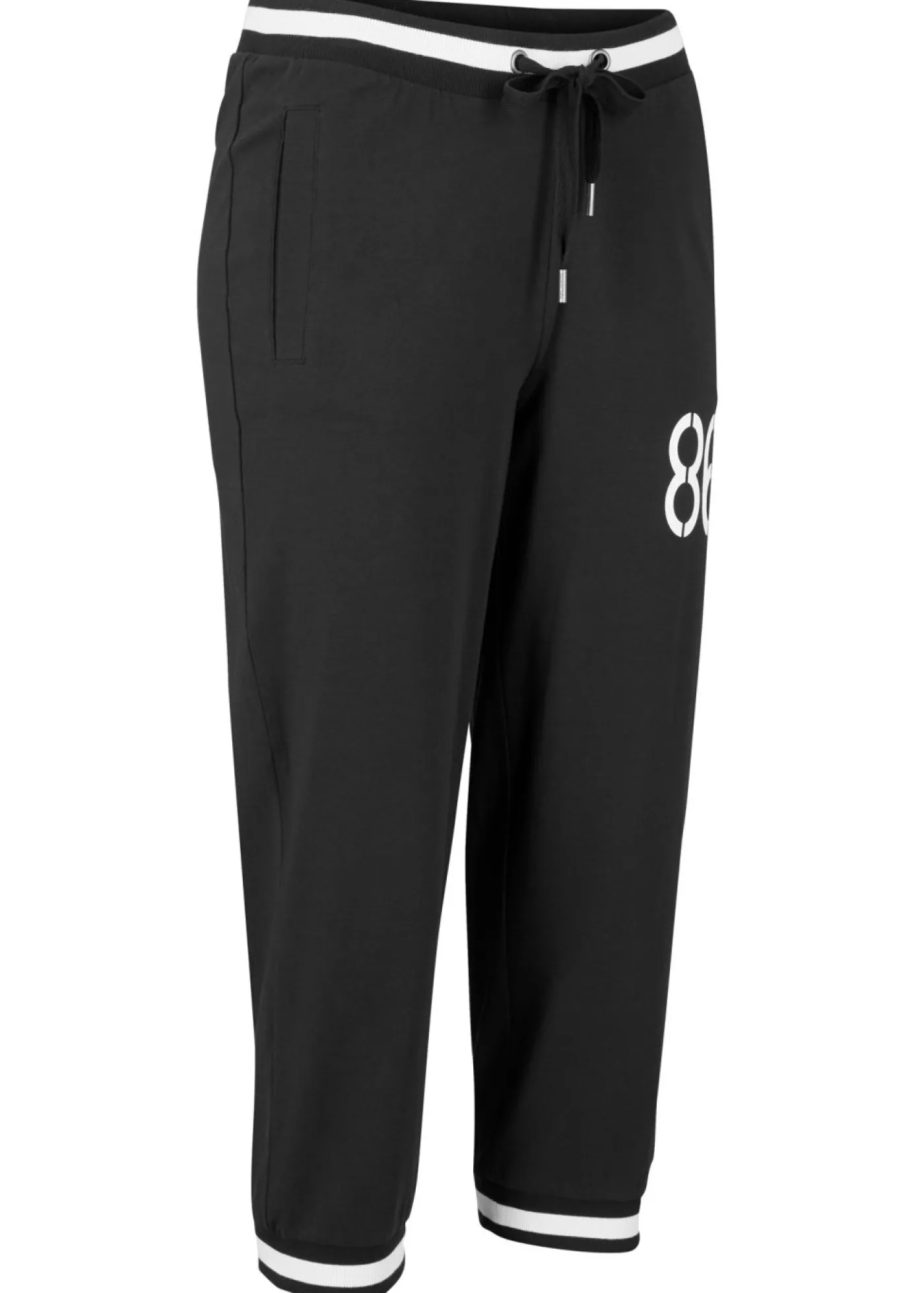bonprix bonprix Pantalón de chándal 3/4 de mezcla de algodón Negro estampado Hot
