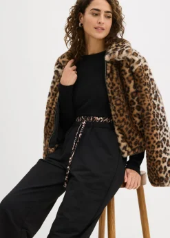 bonprix bonprix Pantalón de chándal ancho con cintura en contraste estampado leo negro Hot
