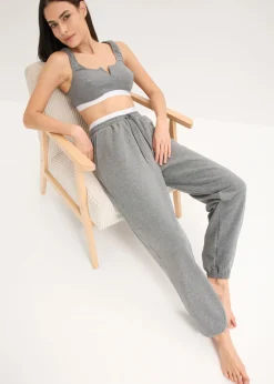 bonprix bonprix Pantalón de chándal con bolsillos gris jaspeado moteado