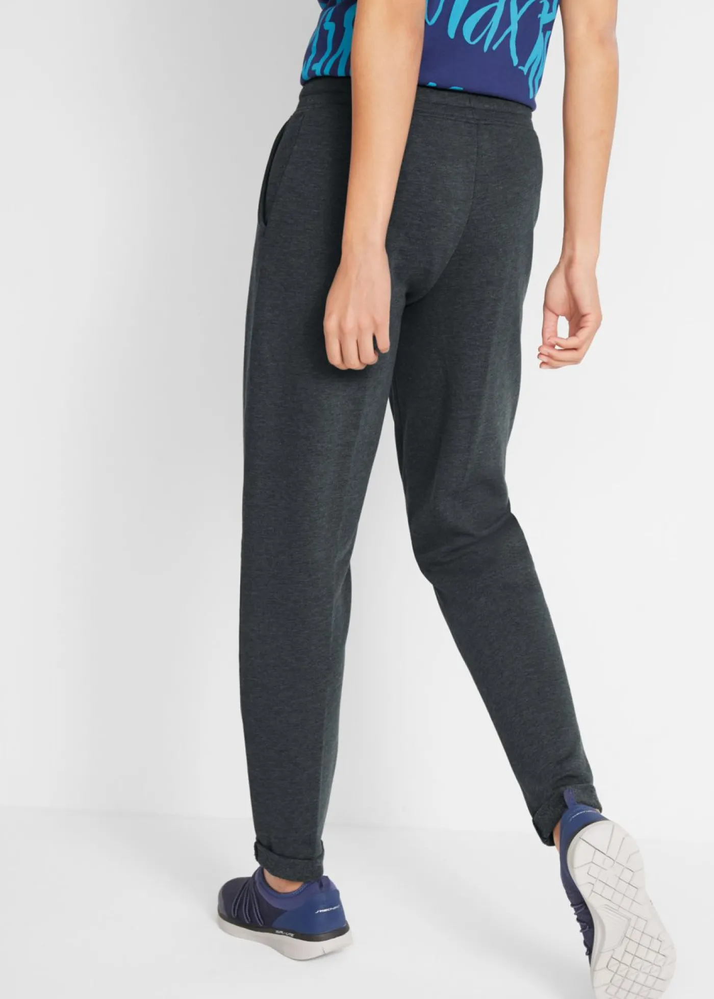 bonprix bonprix Pantalón de chándal con cintura cómoda Negro jaspeado Sale