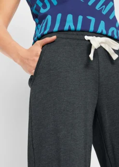 bonprix bonprix Pantalón de chándal con cintura cómoda Negro jaspeado Sale