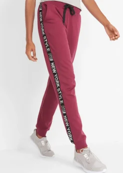 bonprix bonprix Pantalón de chándal con estampado Rojo azalea Clearance