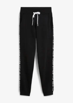 bonprix bonprix Pantalón de chándal con estampado Negro Sale