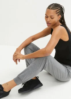 bonprix bonprix Pantalón de chándal con puños gris moteado / rosa neón moteado Clearance