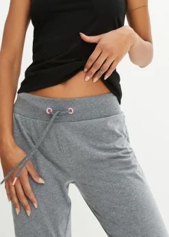 bonprix bonprix Pantalón de chándal con puños gris moteado / rosa neón moteado Clearance
