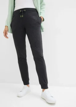 bonprix bonprix Pantalón de chándal con puños negro amarillo neón moteado