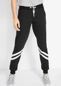 bonprix bonprix Pantalón de chándal con rayas negro con rayas Online