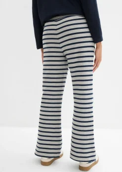 bonprix bonprix Pantalón de chándal de algodón ecológico puro gris claro jaspeado-azul marino con rayas Clearance