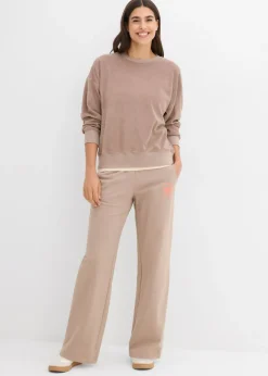 bonprix bonprix Pantalón de chándal de algodón puro marrón grisáceo-salmón Clearance