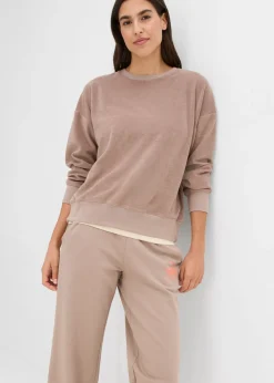 bonprix bonprix Pantalón de chándal de algodón puro marrón grisáceo-salmón Clearance