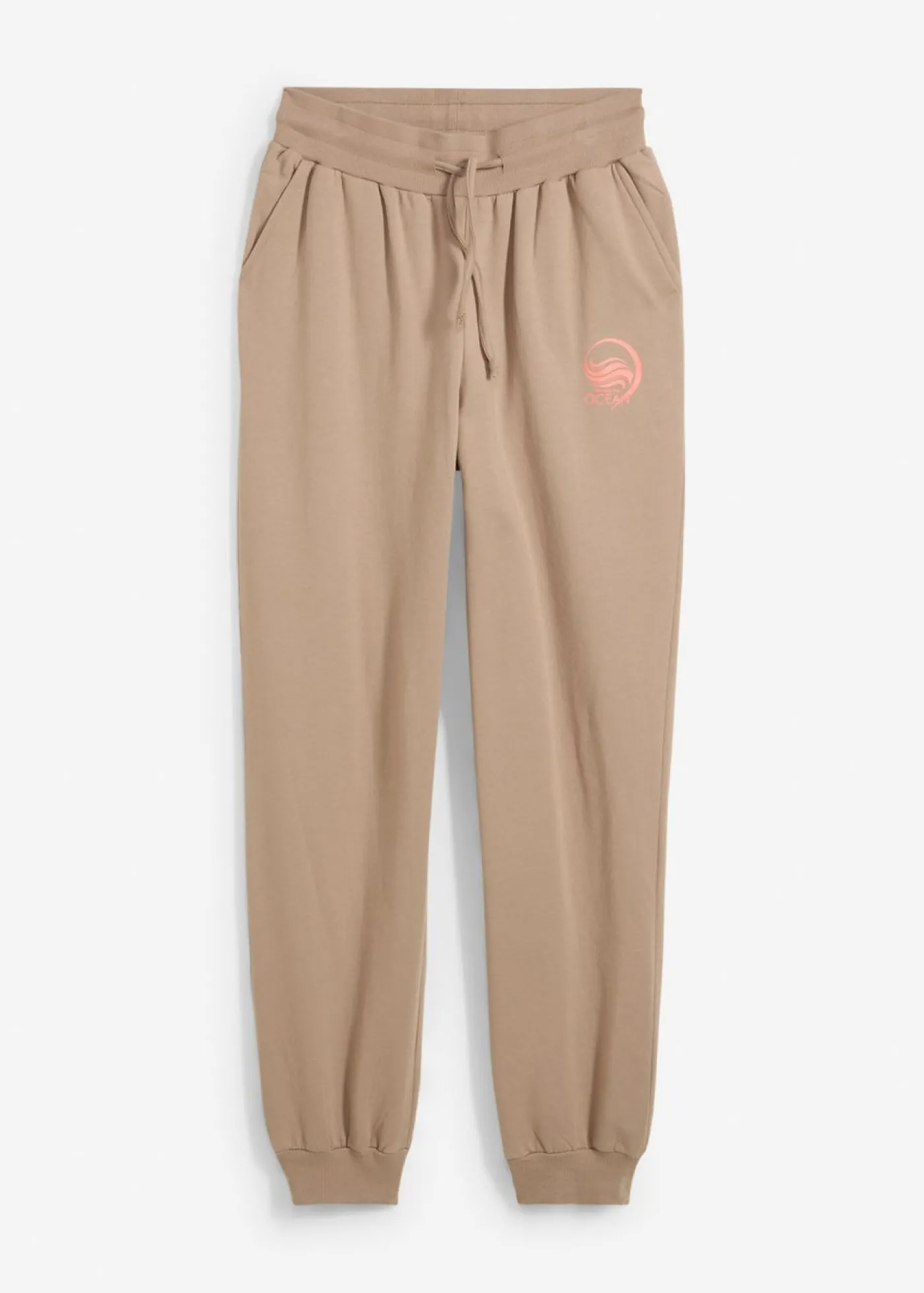 bonprix bonprix Pantalón de chándal de algodón puro marrón grisáceo-salmón Discount