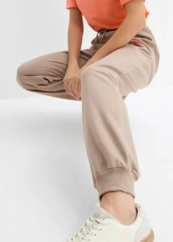 bonprix bonprix Pantalón de chándal de algodón puro marrón grisáceo-salmón Discount