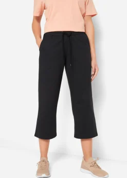 bonprix bonprix Pantalón de chándal de algodón orgánico hasta la pantorrilla Negro Hot