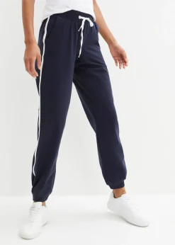 bonprix bonprix Pantalón de chándal de algodón Azul marino Sale
