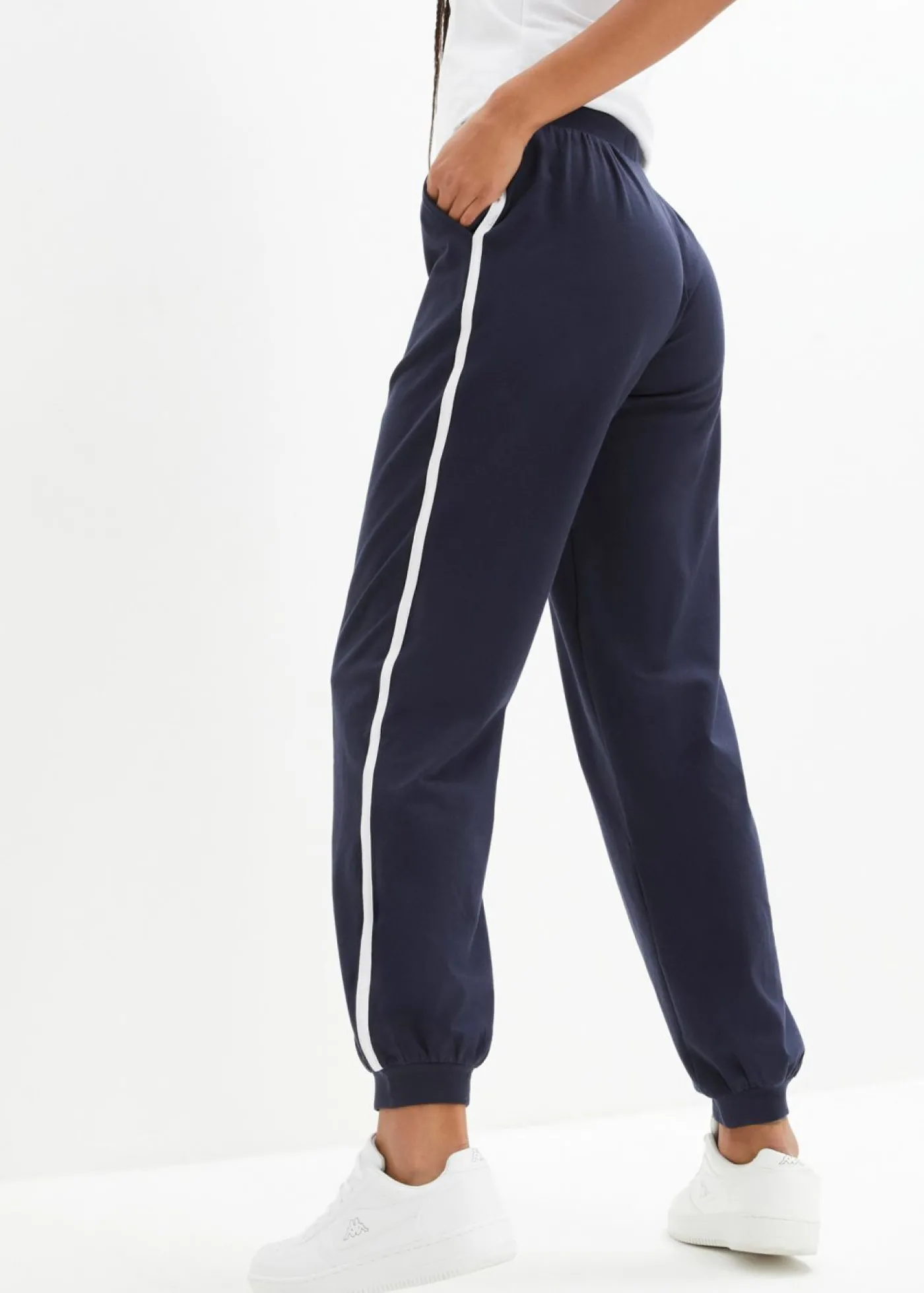 bonprix bonprix Pantalón de chándal de algodón Azul marino Sale