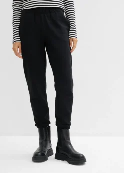 bonprix bonprix Pantalón de chándal de algodón orgánico puro (2 unidades) Negro-gris claro jaspeado New