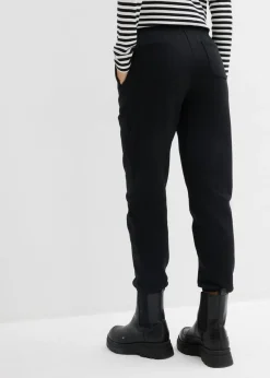 bonprix bonprix Pantalón de chándal de algodón orgánico puro (2 unidades) Negro-gris claro jaspeado New