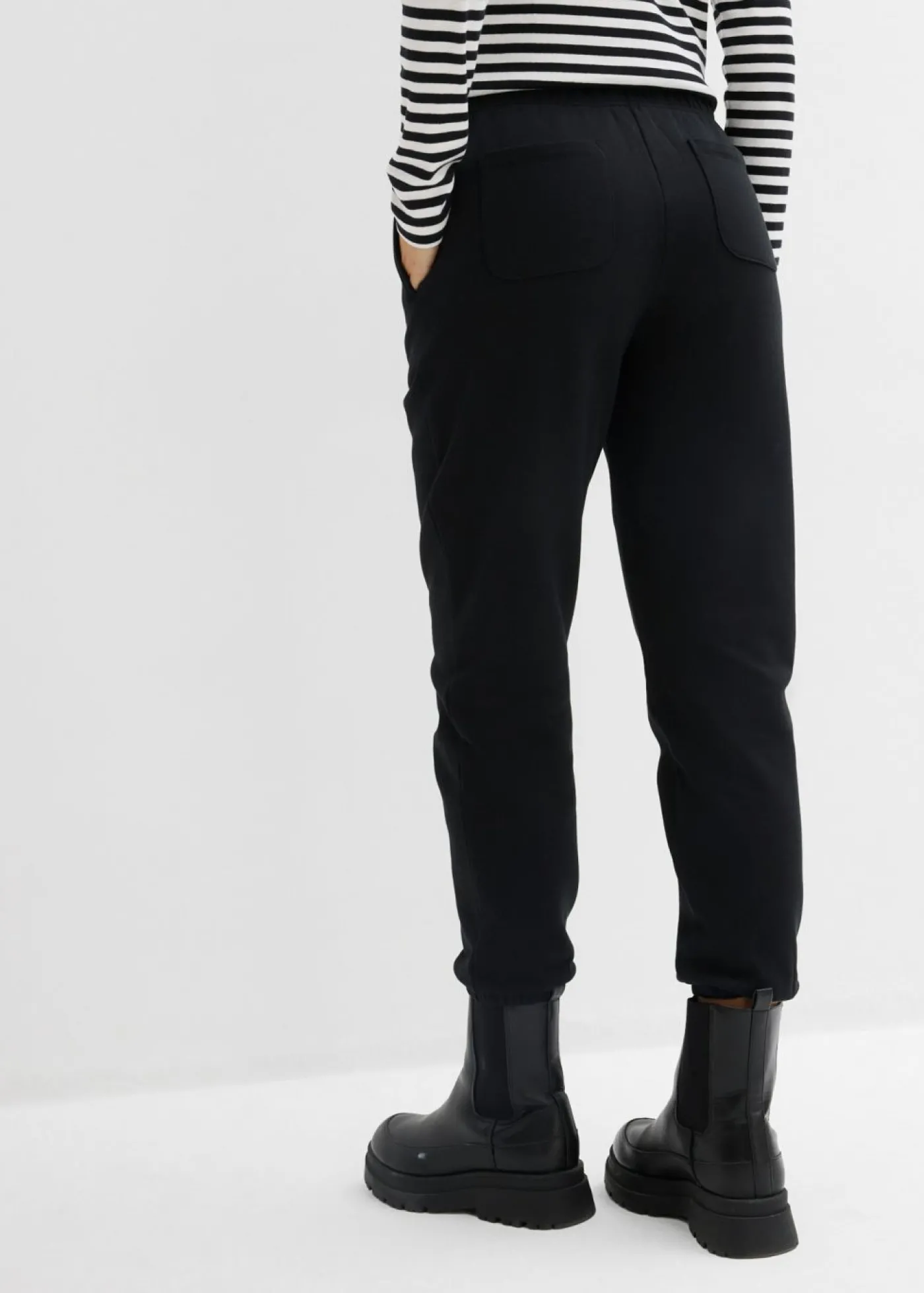 bonprix bonprix Pantalón de chándal de algodón orgánico puro (2 unidades) Negro-gris claro jaspeado New