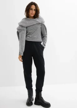 bonprix bonprix Pantalón de chándal de algodón orgánico puro (2 unidades) Negro-gris claro jaspeado New