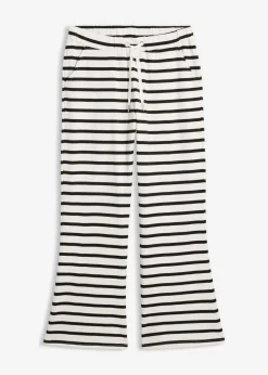 bonprix bonprix Pantalón de chándal de algodón ecológico puro negro-blanco lana con rayas Online