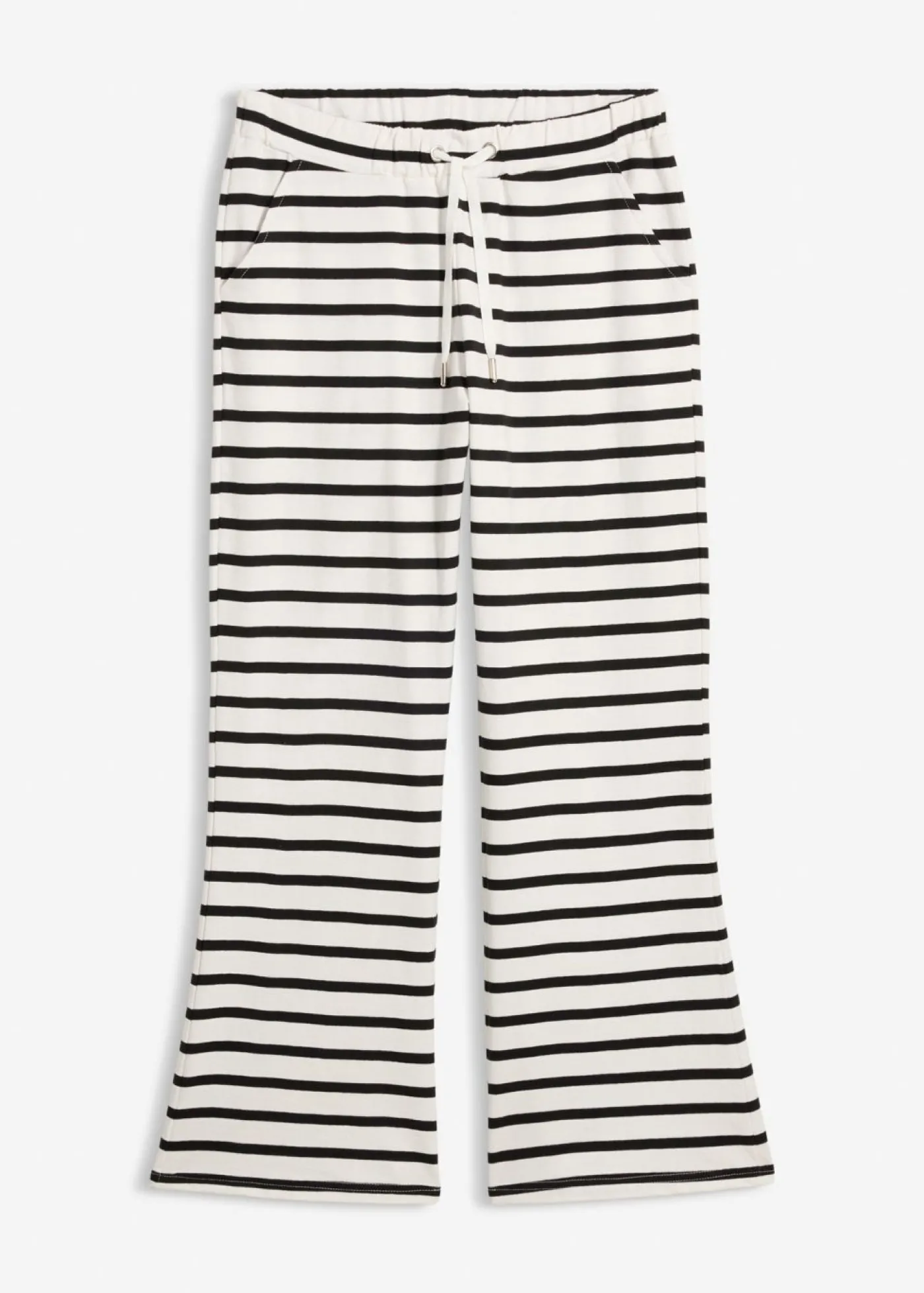 bonprix bonprix Pantalón de chándal de algodón ecológico puro negro-blanco lana con rayas Online
