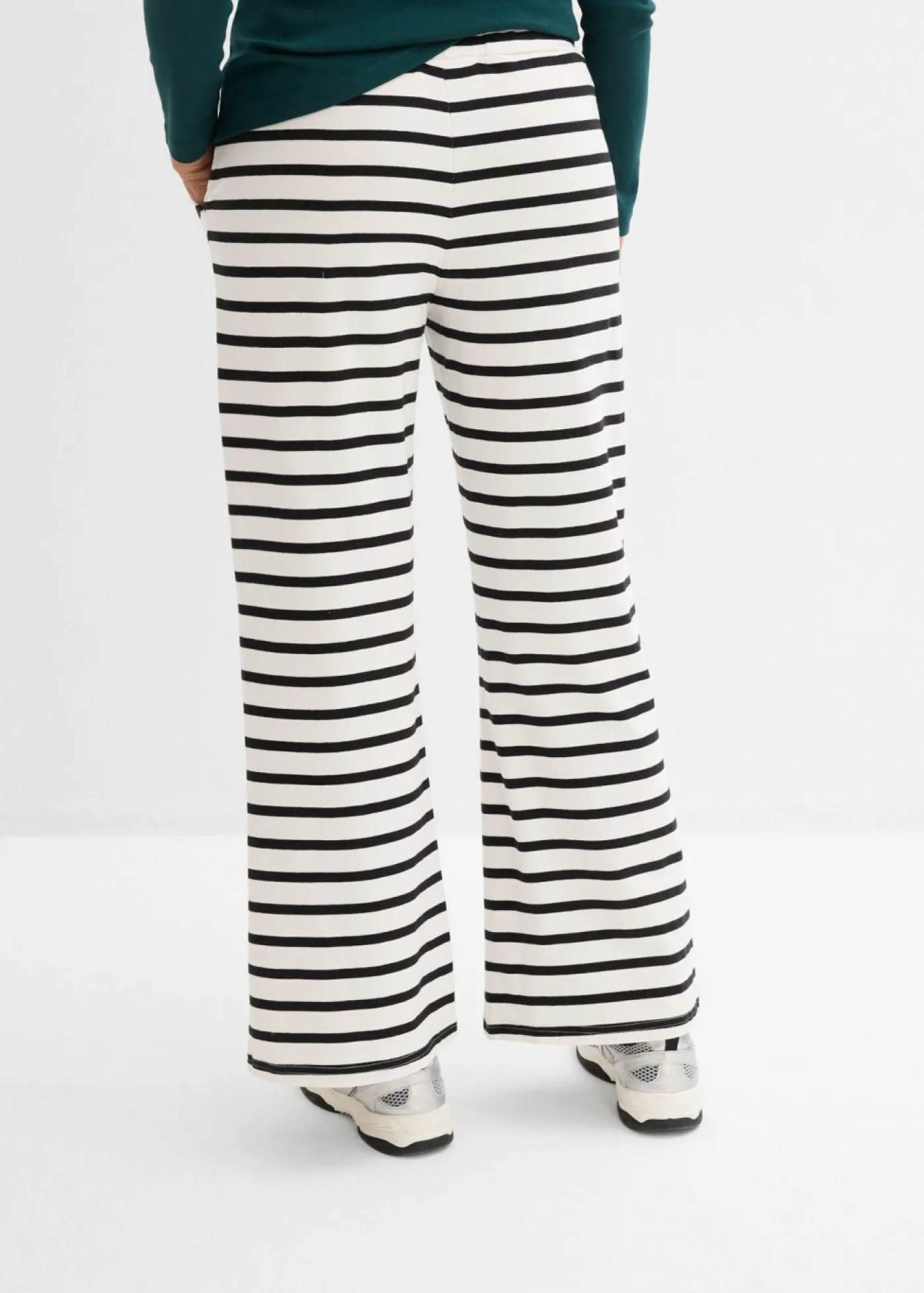 bonprix bonprix Pantalón de chándal de algodón ecológico puro negro-blanco lana con rayas Online