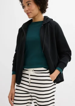 bonprix bonprix Pantalón de chándal de algodón ecológico puro negro-blanco lana con rayas Online