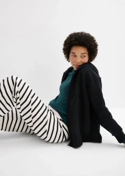 bonprix bonprix Pantalón de chándal de algodón ecológico puro negro-blanco lana con rayas Online