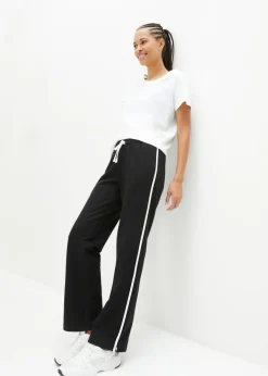 bonprix bonprix Pantalón de chándal de algodón puro (2 unidades) negro con rayas