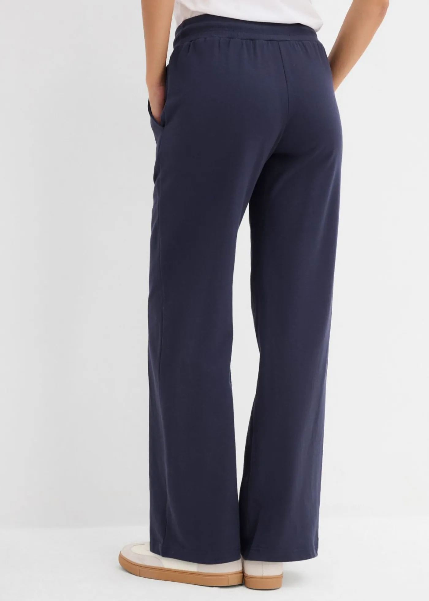 bonprix bonprix Pantalón de chándal de algodón puro Azul marino-blanco Discount