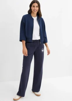 bonprix bonprix Pantalón de chándal de algodón puro Azul marino-blanco Discount