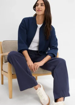 bonprix bonprix Pantalón de chándal de algodón puro Azul marino-blanco Discount