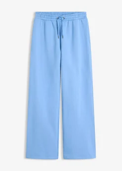 bonprix bonprix Pantalón de chándal de algodón orgánico puro con cintura alta azul provenzal Clearance