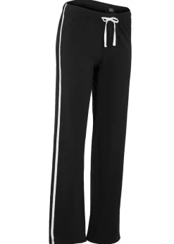 bonprix bonprix Pantalón de chándal de algodón puro negro con rayas New