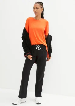 bonprix bonprix Pantalón de chándal de algodón puro negro con rayas New